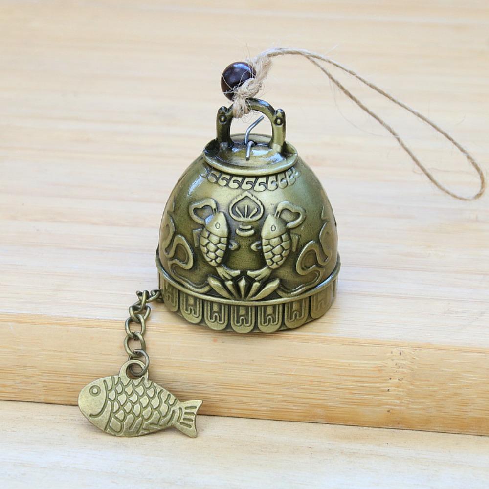 New Auspicious Wind Chime Dragon and Fish Patterned Handmade Pendant Temple Wind Bell Decoration Retro Wall Hanging Bell