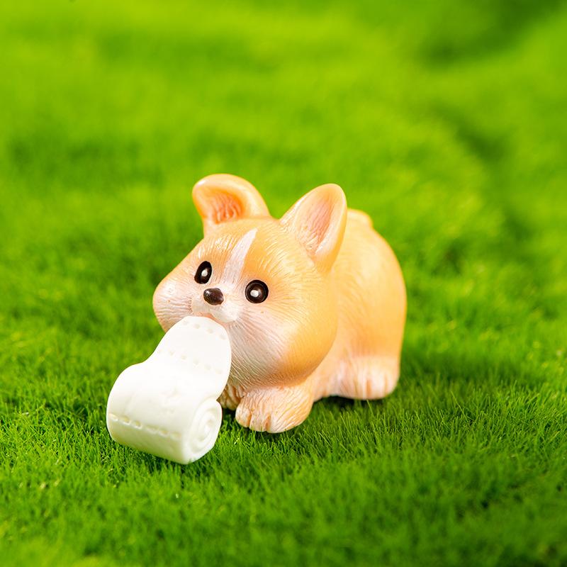 Микропейзаж смоляное украшение мультфильм милая собака корги животное украшение офисный рабочий стол автомобиль украшение дома