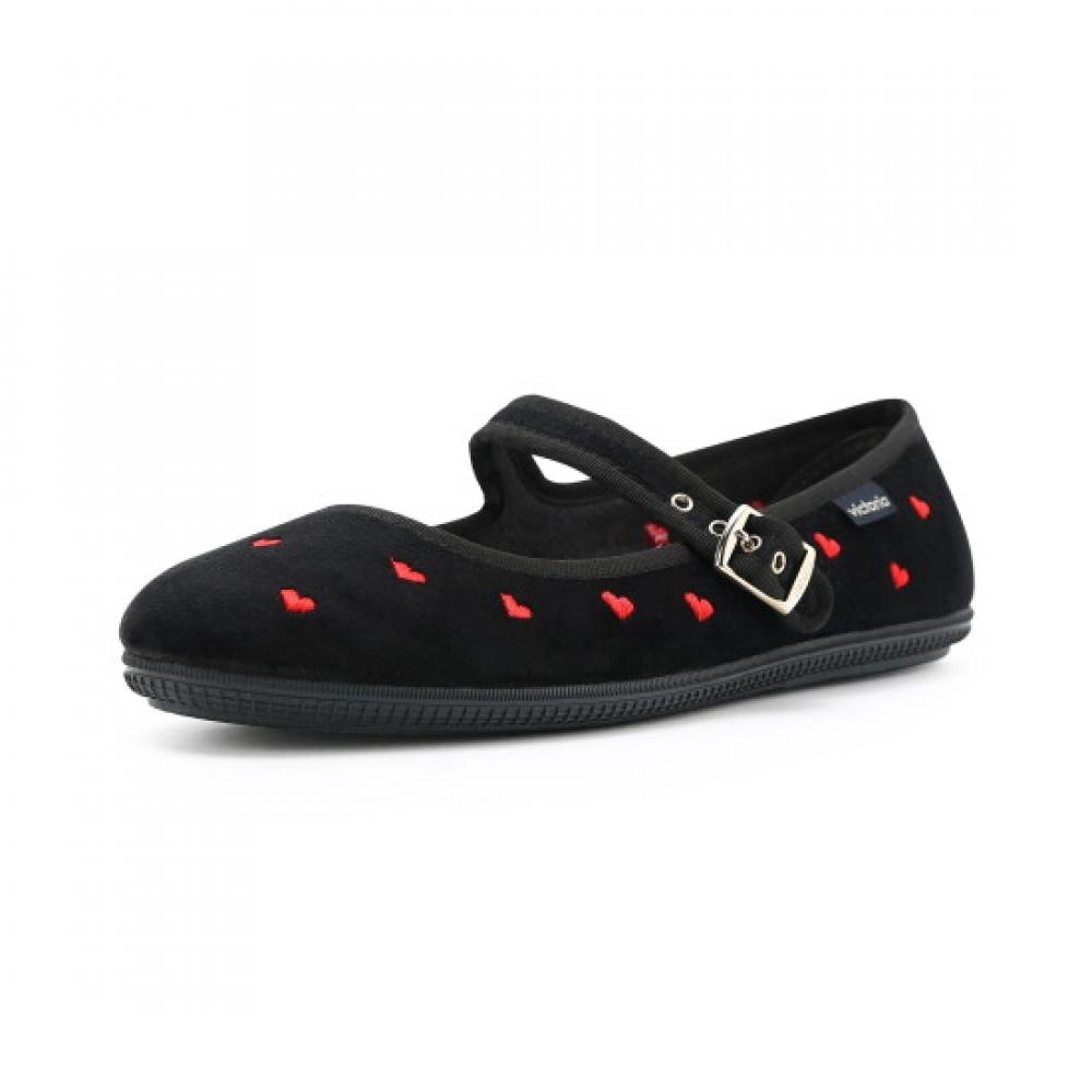 Victoria Shoes Victoria Oda Mary Jane Heart Pattern Black 1049924 Negro