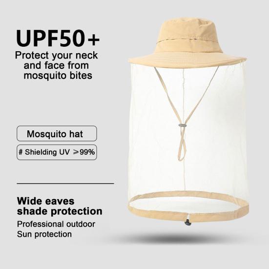Шляпа с москитной сеткой для мужчин и женщин с широкими полями, защита от солнца, панама с вуалью, защита от насекомых для рыбалки, пешего туризма