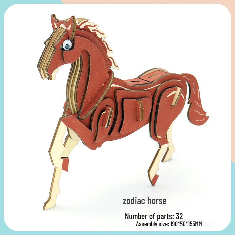 Милые животные DIY 3D деревянная головоломка для детей