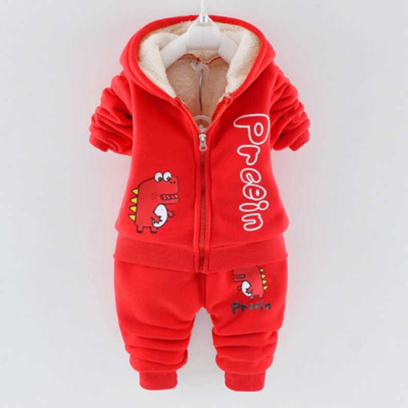 2021 Winter Baby Kids Clothing Sets Cartoon Toddler Boys Girls Warm Hooded Coats Pants Suit Kids Thick Tracksuit Clothes Set