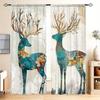 2 шт. Шторы в скандинавском стиле с принтом лося для домашнего декора - Карманные шторы для окон в спальню, офис, кухню, гостиную