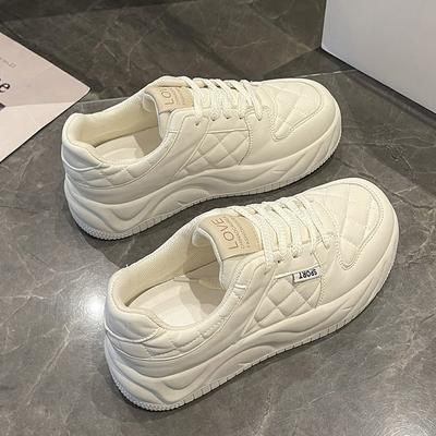 Весенне-летние новые белые туфли на платформе. Женские дышащие туфли на платформе с круглым носком. Черно-белые женские туфли для хлеба в тон.