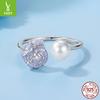 S925 Sterling Silver Lavender Conch Open Ring, Elegant Premium Adjustable Ring Jewelry