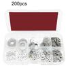 200/910pcs Stainless Steel Screw Flat Washer Spacer Metal Washer Fastener Kit For Factory Repairs Home Improvement Furniture