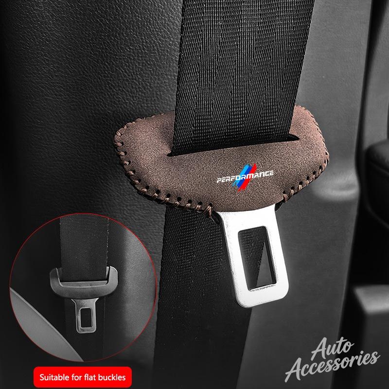 BBKG7 Car Seat Safety Belt Lock Buckle Protection Cover Suede Accessory For BMW Performance X1 X3 X5 X6 X7 E46 E60 E90 F20 F21 F22 F34