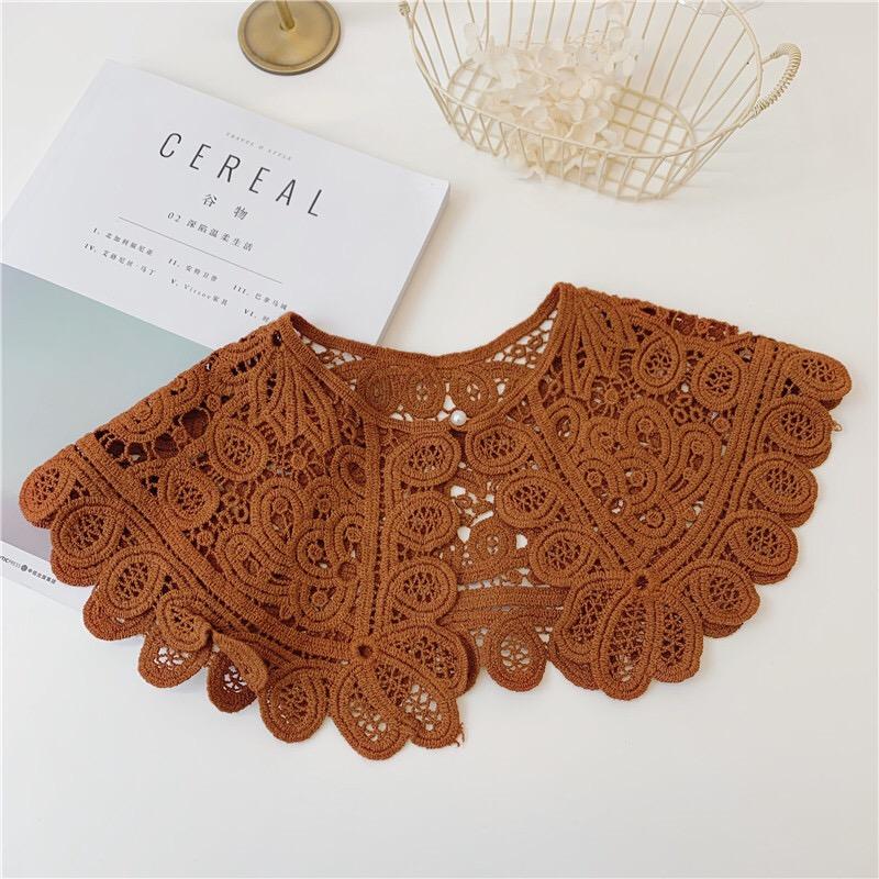 Beige Knitted Collar Fake Women's Fashion Clothing Accessories Solid Color Vintage Lace Collars Detachable Female Shirt Blouse