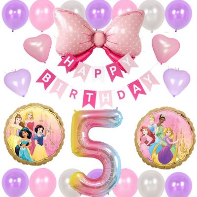 BALLOON DAYS Набор украшений на день рождения Воздушный шар С ДНЕМ РОЖДЕНИЯ Диснеевская принцесса Белль Жасмин Рапунцель Ленточная гирлянда Украшение на день рождения Милый Розовый Фиолетовый