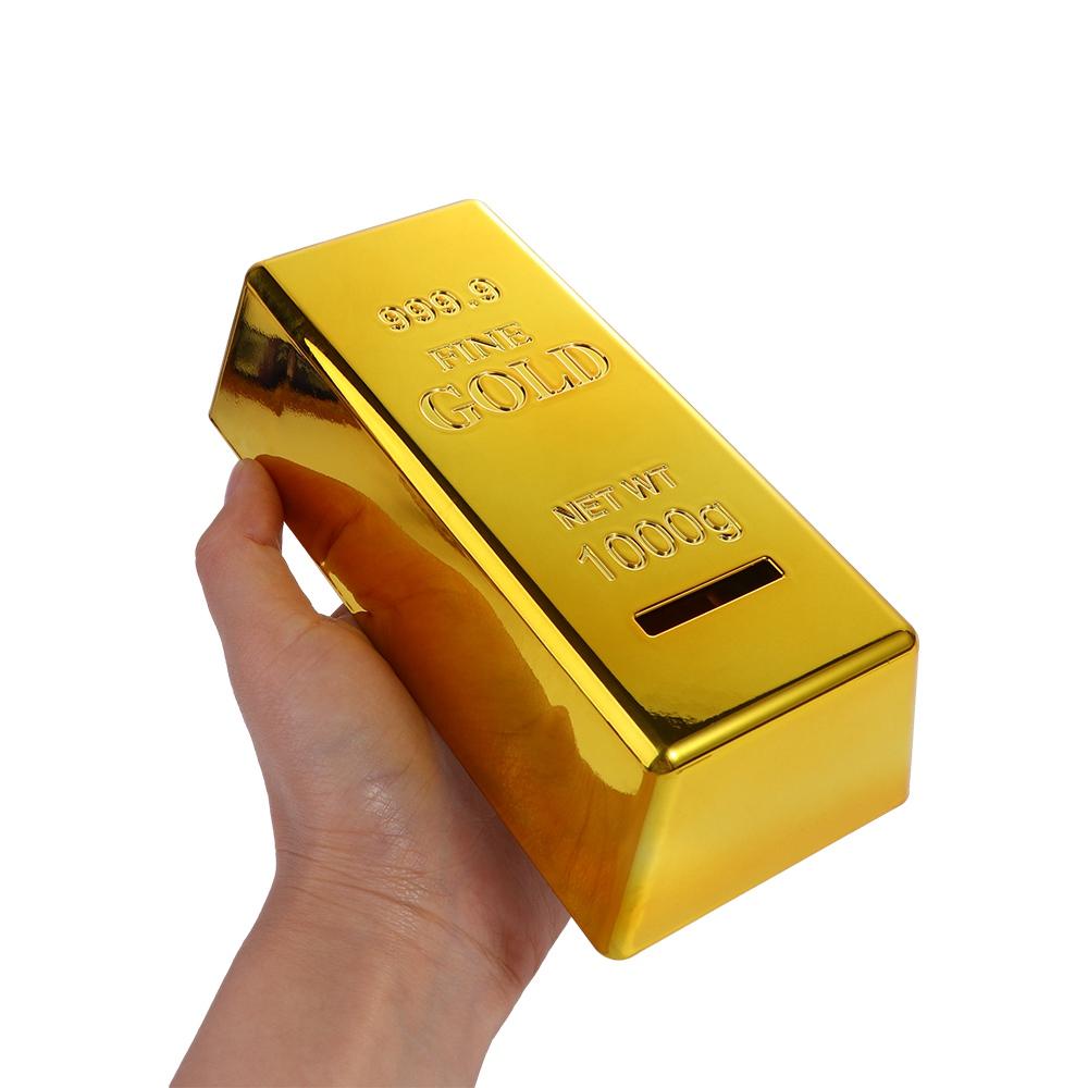 Gold Bullion Bar Bullion Prop Simulation Gold Brick Coin Case Saving Money Box Coin Bank Piggy Bank