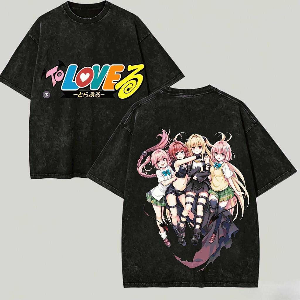 To Loveru Anime Tshirt Vintage Washed Y2k Aesthetic Unisex Oversized Short Sleeve Summer Cotton Retro Streetwear 2026 Hot Sale