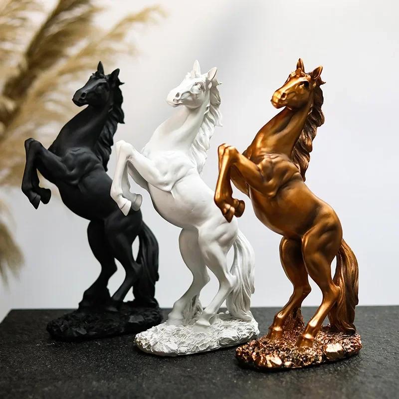 Creative Gold Silver Black Resin Sculpture, Horse Model Home Decor Animal Decoration Living Room Office Craft