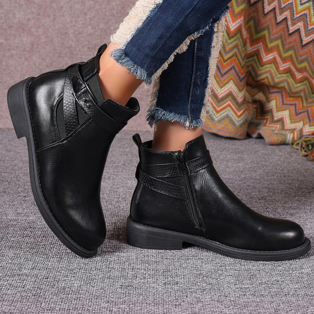 Women Boots Spring and Autumn Concise Zip Ankle Boots Women Square Heel Solid Warm Modern Boots Outdoor Fashion Shoes for Women