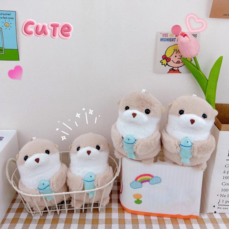 Bag Lovely Otters Plush Pendant Keychain Stylish Backpack Keyrings Pendant For Kid Boy Girl Women Men