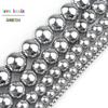 AA+ Silver Color Hematite Natural Stone Beads 2/3/4/6/8/10mm Round Loose Spacer Beads For Jewelry Making Diy Bracelet