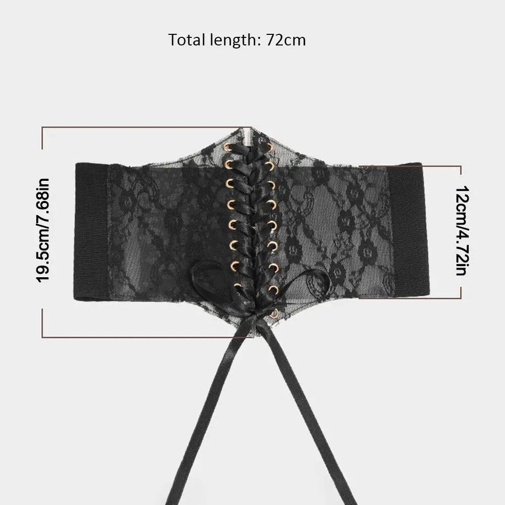 Wide Lace Corset Waist Belt Flower Embroidery PU Leather Waistband Strap DIY Decorative Slimming Body Belts