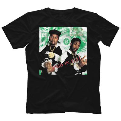 Винтажная хлопковая черная футболка унисекс Eric B and Rakim Paid in Full Полный размер BL647
