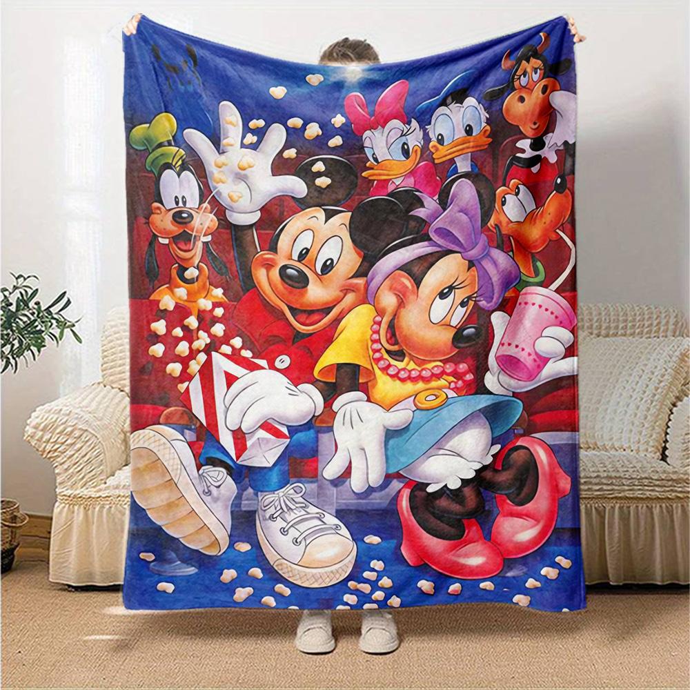 Mickey Friends Celebration Flannel Blanket Super Soft Warm Cozy Blanket For Sofa Bed Office Travel Allseason Home Decor Gift