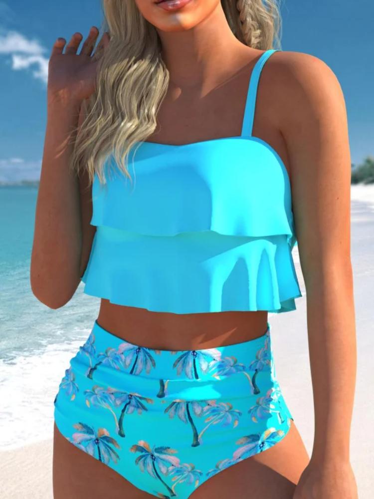 2024 Новый женский комплект из двух частей бикини, сексуальный пляжный купальник, модный комплект бикини с принтом, женский летний модный купальник-бикини для плавания