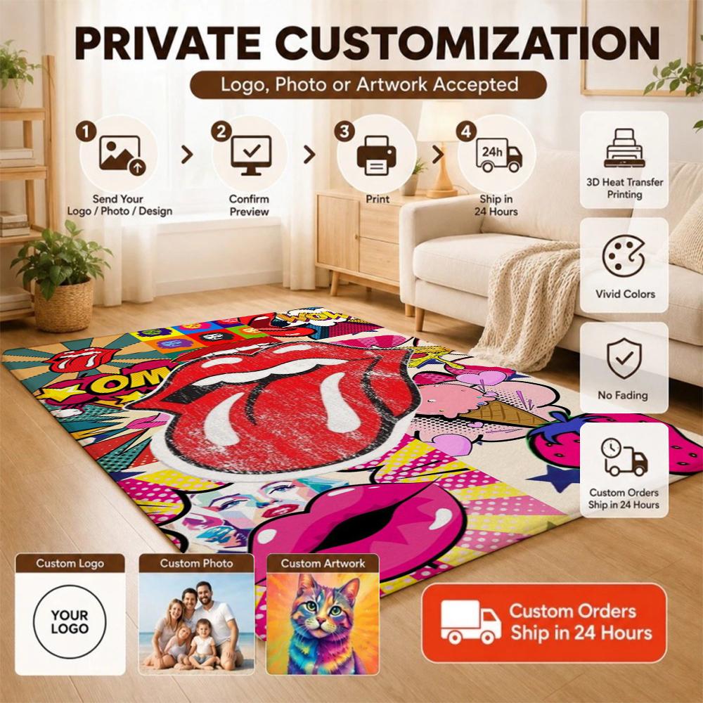 The Rolling Stones Rug Plush Rug Soft Foot Mat Bedroom Rug Anti Fatigue