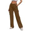 Women's Casual Fashion Solid Color Elastic Waist Drawstring Pockets Wide Leg Straight Pants
