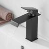 Waterfall Stainless Steel Wide Mouth Faucet Black Hot and Cold Water Faucet Bathroom Sink Basin Bathroom Splash
