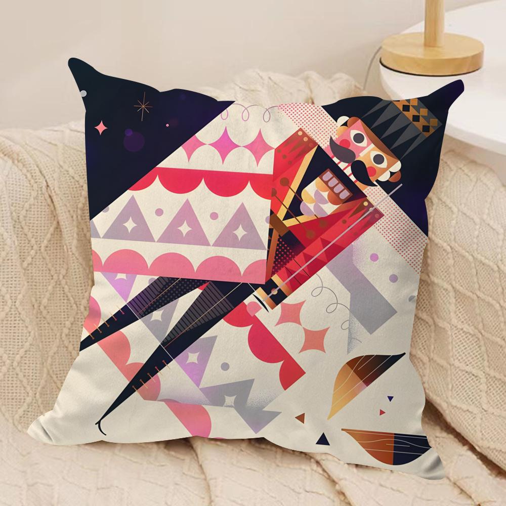 Nutcracker Soldier Cushion Cover Soft Plush Fabric Double-Sided Printed Sofa Cushion Cover for All Seasons Home Decor Gift