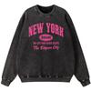 Новый Йорк Нью-Йорк 1985 Городская графика Женский винтажный хлопковый свитшот с варкой Харадзюку Тонкий стиль Модные толстовки Топы