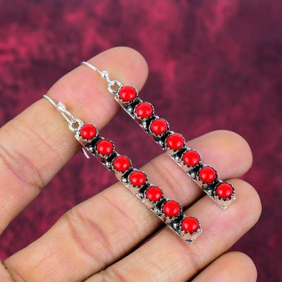 Серьги ручной работы из красного коралла с драгоценными камнями, серьги из цельного серебра 925 пробы, антикварные ювелирные изделия, для подарка на помолвку