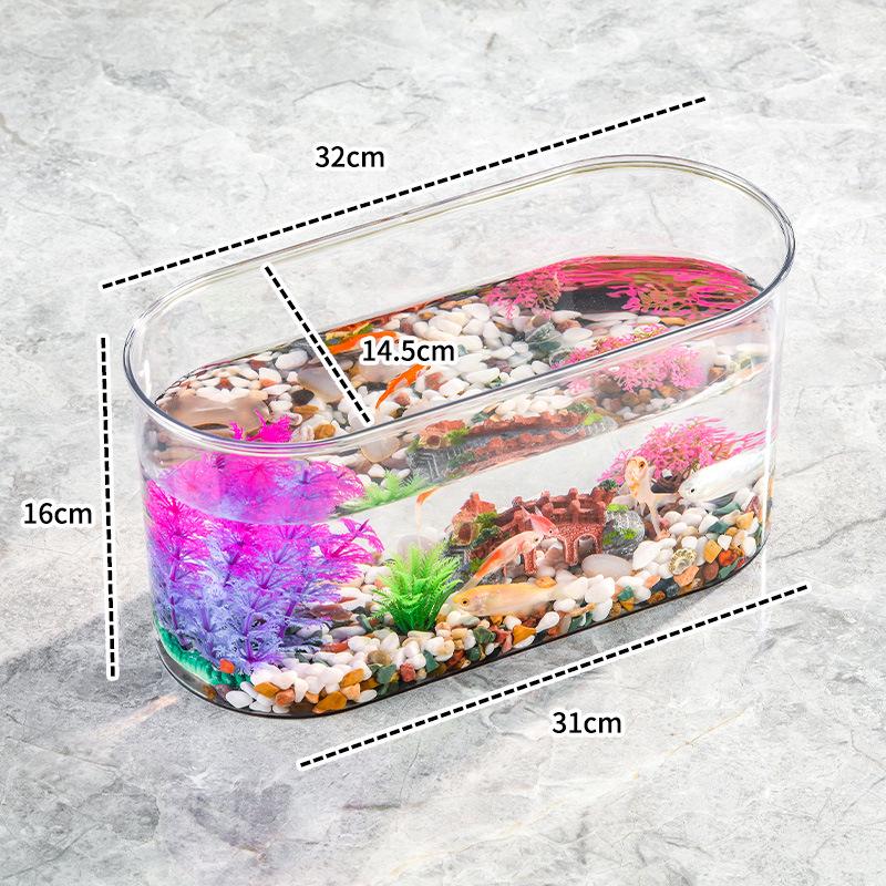Clear Plastic Fish Tank for Desktop Landscaping - Turtle, Goldfish, Micro Ecosystem Aquarium