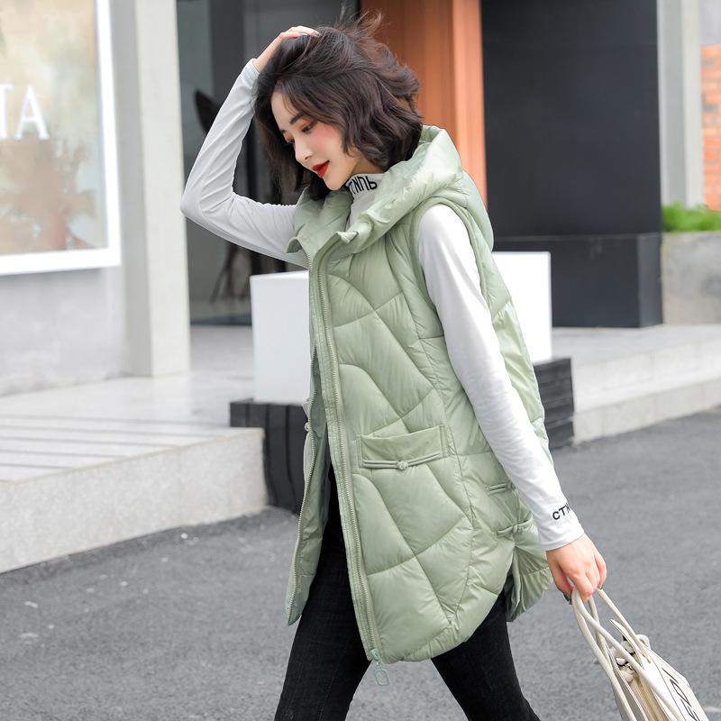 Women Autumn Winter Outwear Thicken Waistcoat Cotton Padded Hooded Sleeveless Jacket Coat Vest