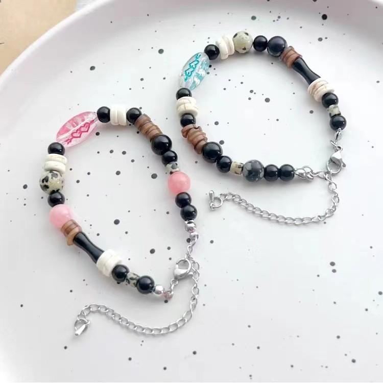 Chic Blue Beaded Bracelet For Couples Copper Material With Finish Plated