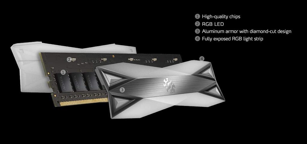 XPG DDR4 D60G RGB 32GB 3600MHz Desktop Memory Kit Gray (2x16GB) PC4-28800 CL18-22-22 U-DIMM (AX4U360016G18I-DT60)