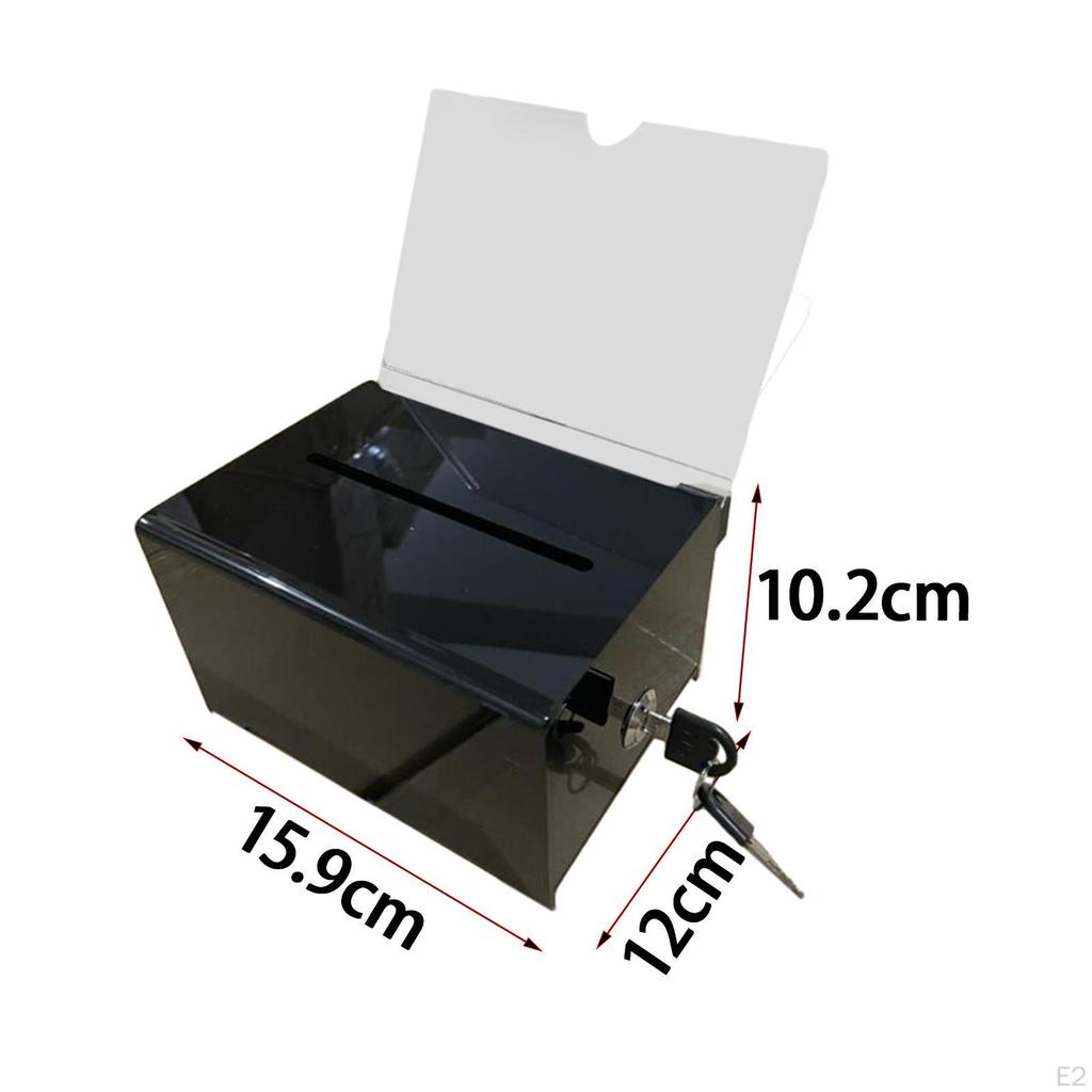 Acrylic Donation Box Ballot Lockable Transparent Portable Comment Voting Raffle for