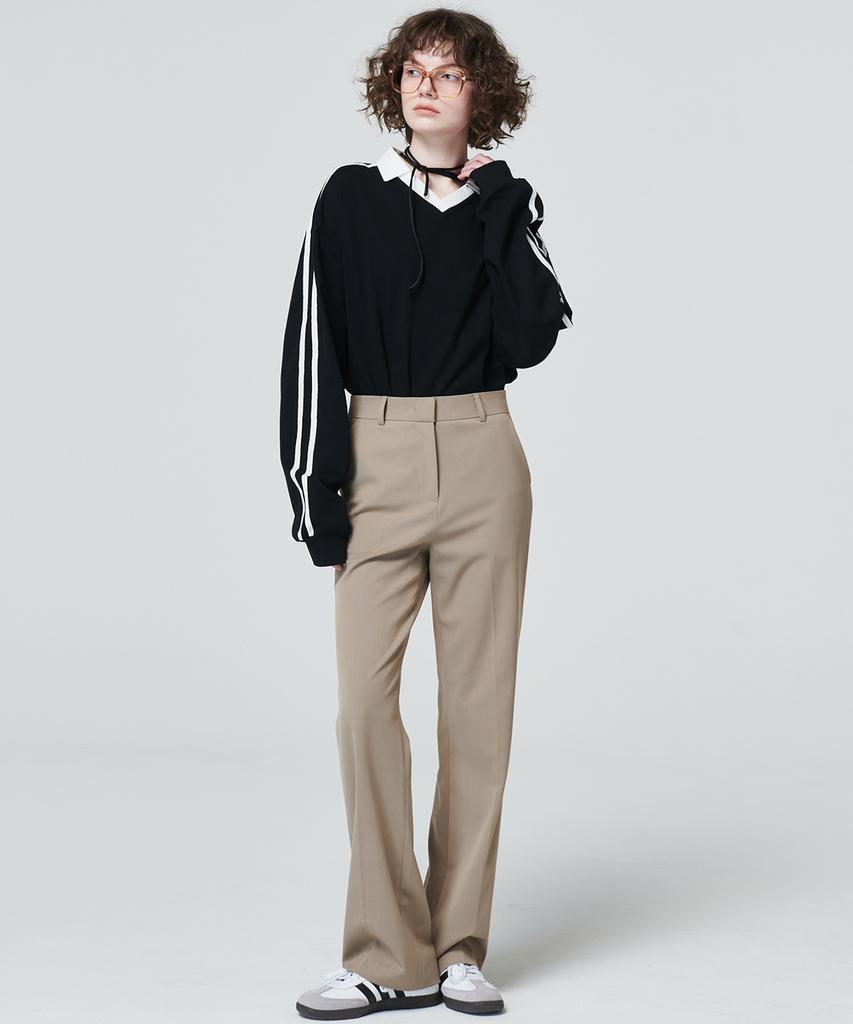 MALOUPE 2112 Semi-Wide Pants (Beige)