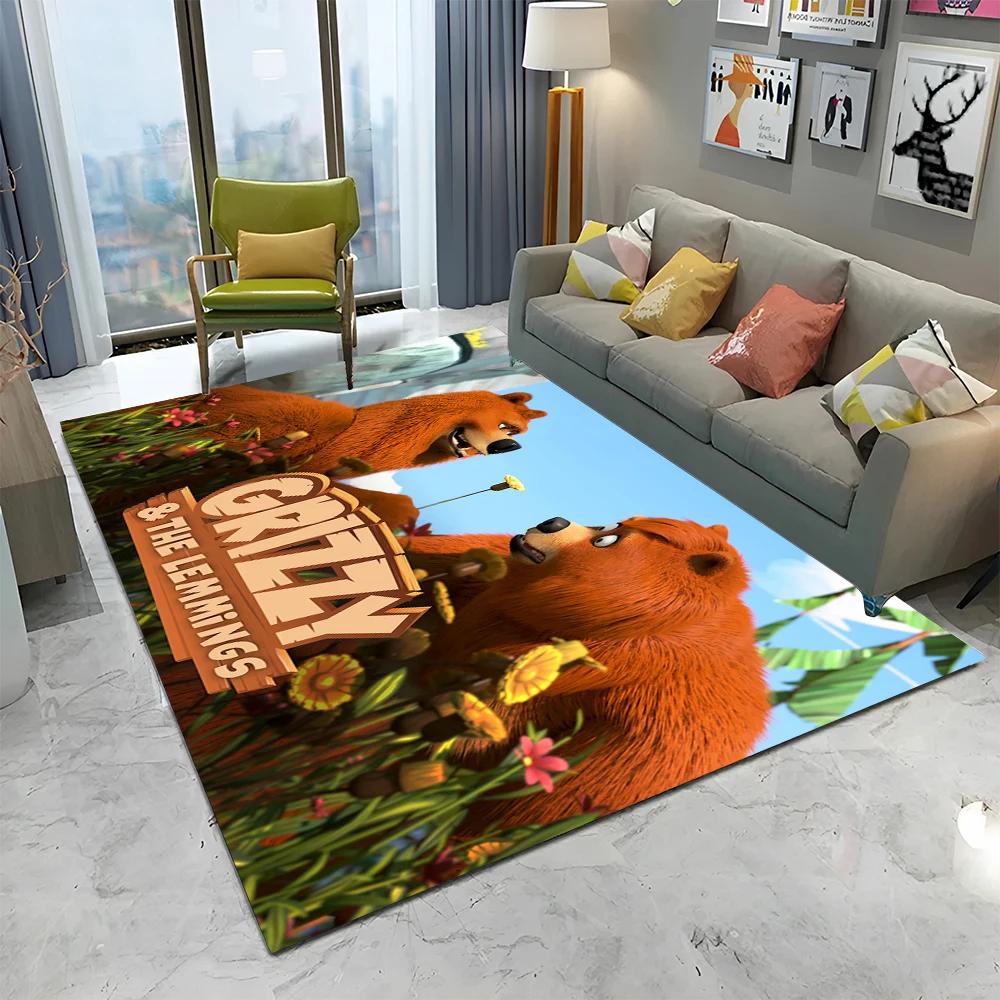 3D Grizzy and The Lemmings Cartoon Carpet Rug для дома, гостиной, спальни, дивана, коврика для двери, детский коврик, нескользящий напольный коврик