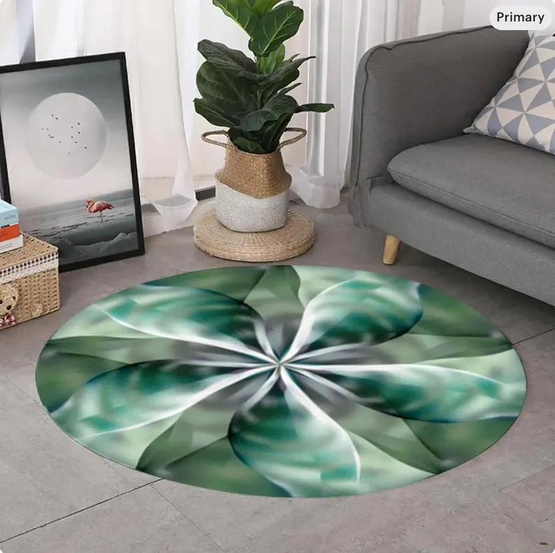 Flower of Life Rug Sacred Geometry Mat Boho Floor Mandala Circle Mat Zen Decor Piece Metatron Rug Yoga Room Decor