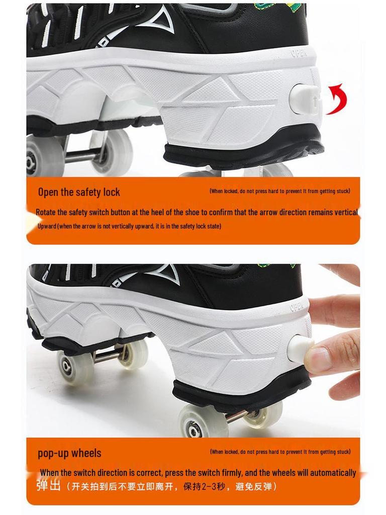 Новые взрослые и студенческие деформируемые роликовые коньки с тормозами - мужские и женские четырехколесные кроссовки для ходьбы
