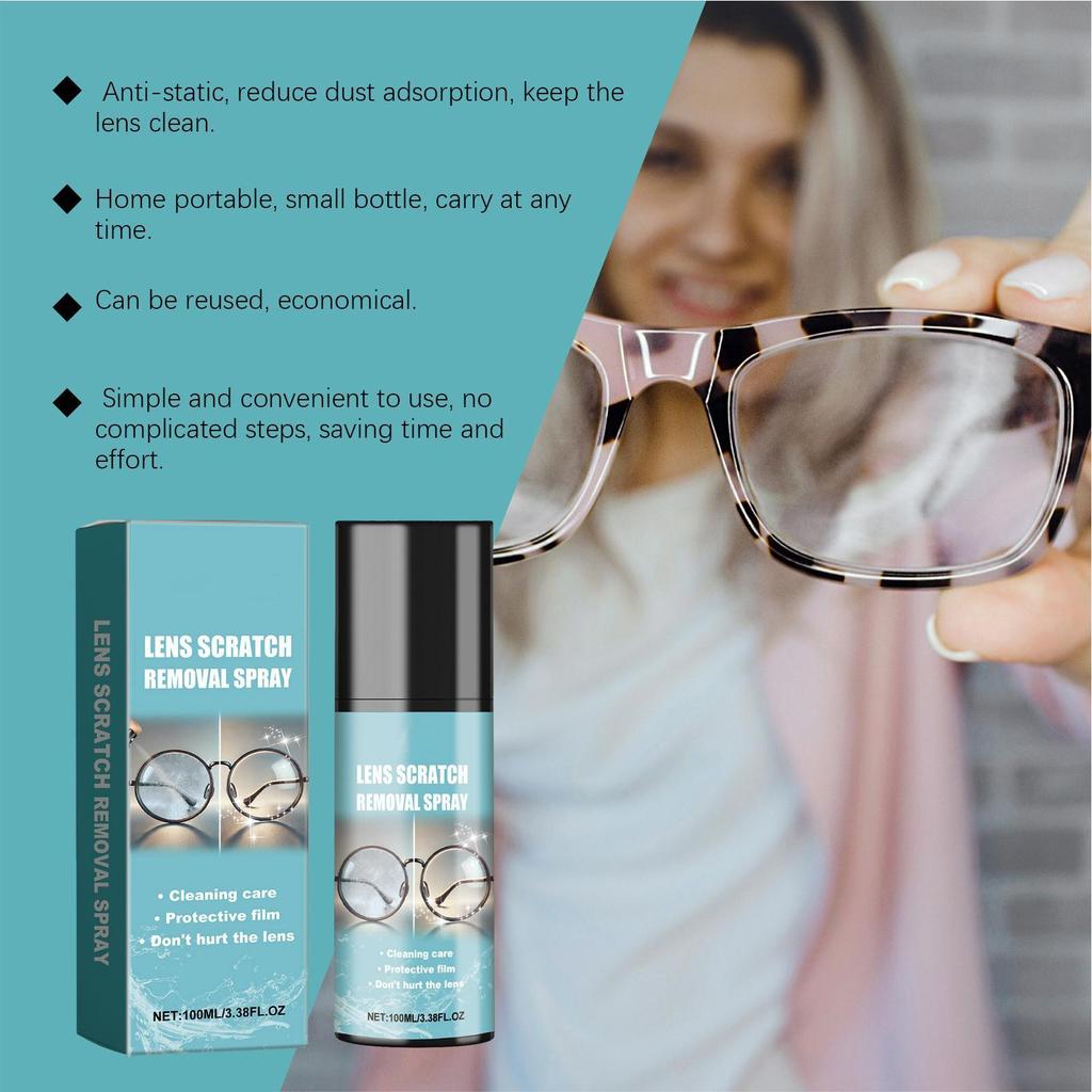 100ml Glasses Lens Cleaner Spray Eyeglass Scratch Removal Multipurpose Anti Fog Repair Liquid Spray Oil Fingerprints Cleaner