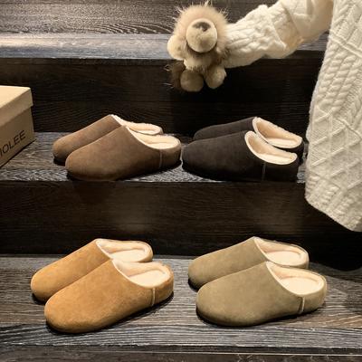 Шерсть~ виноград ма внутренняя высота увеличение на 4 см теплые и бархатистые биркенштоки толстая подошва ленивые пушистые полутапочки внешняя хлопковая обувь