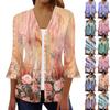 Women's Fashion Loose Casual Printed Three-quarter Sleeve Button Shirt Cardigan Top