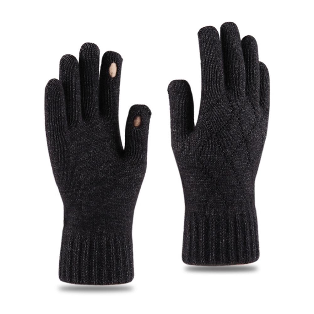 Шерстяные вязаные перчатки с полными пальцами, ветрозащитные флисовые перчатки, модные перчатки для велоспорта и вождения для зимы