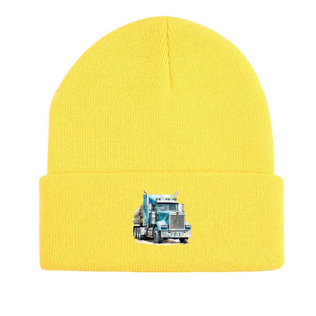 Blue Pickup Truck Warm Knit Hat Beanie, Woman Cap Cozy Lightweight Stylish Headwear Knitted Cap Beanie