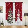 Christmas Tree Snowman Snowflake Pink Window Curtains Decor For Home Bedroom Kitchen Living Room Ornament Xmas Gifts Navidad