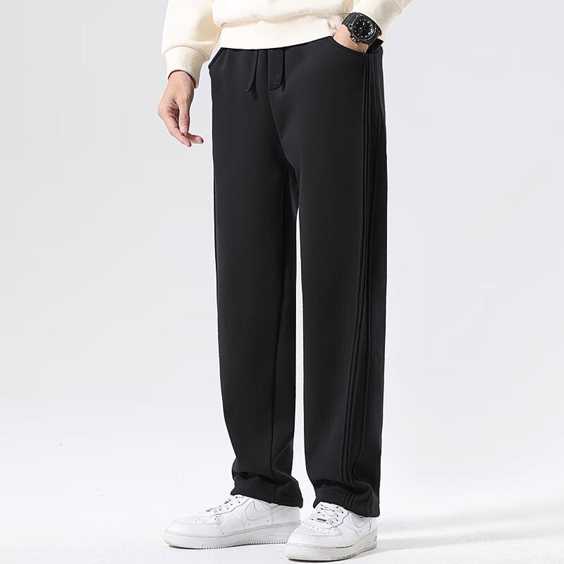 Duduo Sbao Men's Autumn/Winter Fleece-Lined Straight-Leg Sweatpants