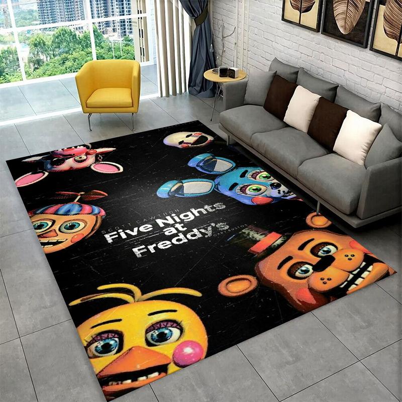 Классический ковер-коврик F-FNAF Хоррор Игра Фредди для игровой комнаты, спальни, гостиной, дивана, домашнего декора, детский коврик, нескользящий коврик для пола