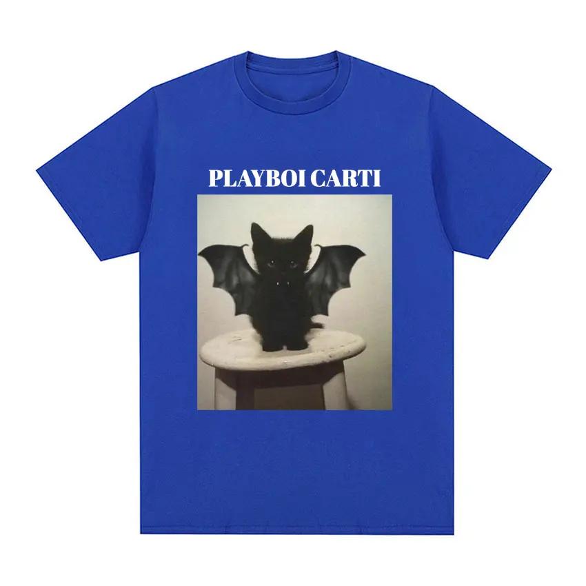 Limited Playboi Carti Funny Vamp Cat Meme Graphic T Shirt Men's Women 90s Vintage Hip Hop T Shirts 100% Cotton Oversized T-shirt