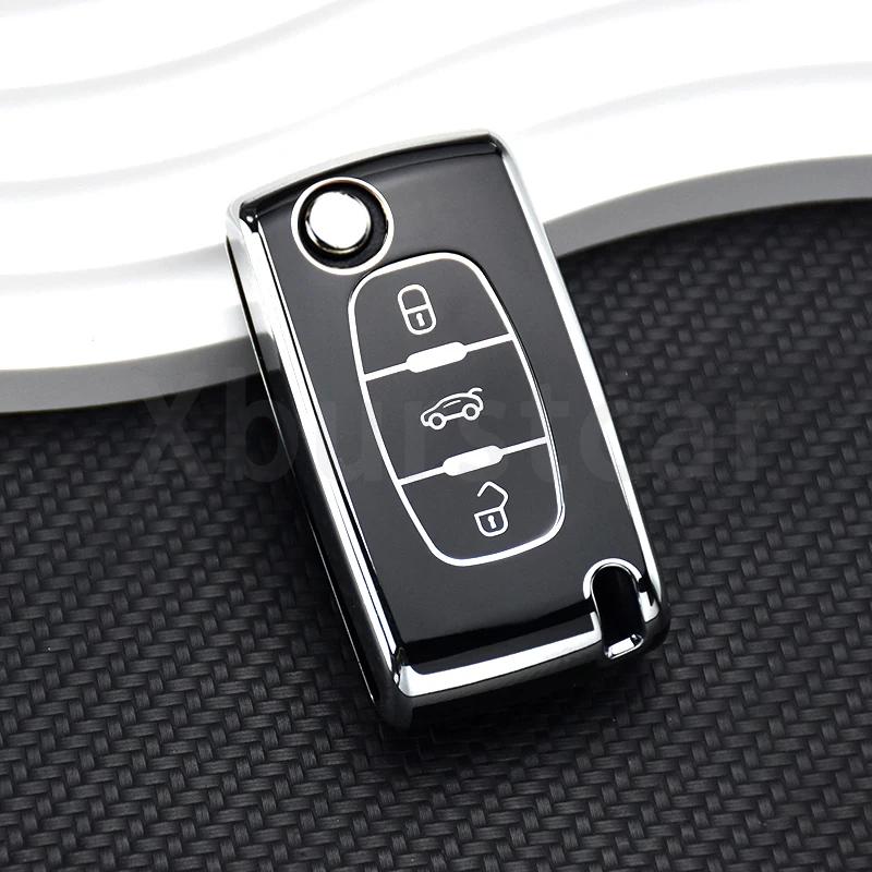 2/3 Buttons Auto Shell Fob for Peugeot 107 207 307 308 407 607 3008 5008 for Citroen Xsara C5 C6 C8 TPU Car Flip Key Case Cover