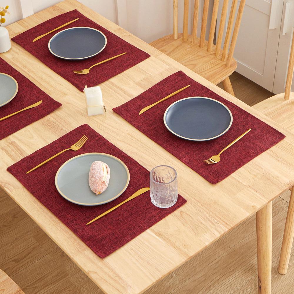 2pcs Scandinavian Ins Style Linen Solid Colour Placemats Fabric Heat Insulation Table Mats Western Food Coasters Napkins