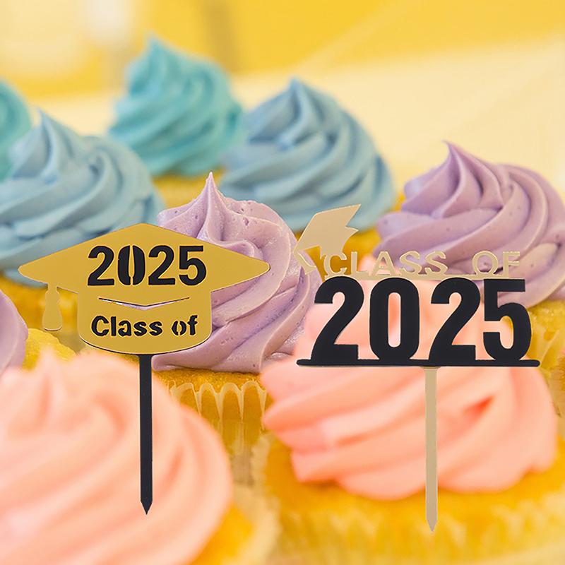 Украшения для торта на выпускной 2025 года, акриловые украшения для выпускного класса 2025 года, двухслойные украшения для торта на выпускной церемонии